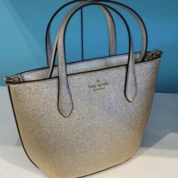 NWT Kate Spade New York Gold Glimmer Mixed Material Satchel/bag KE460 - Picture 5 of 11